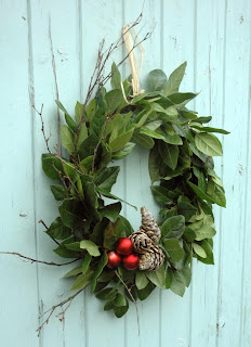 Viburnum leaves are a perfect size for making a door wreath.