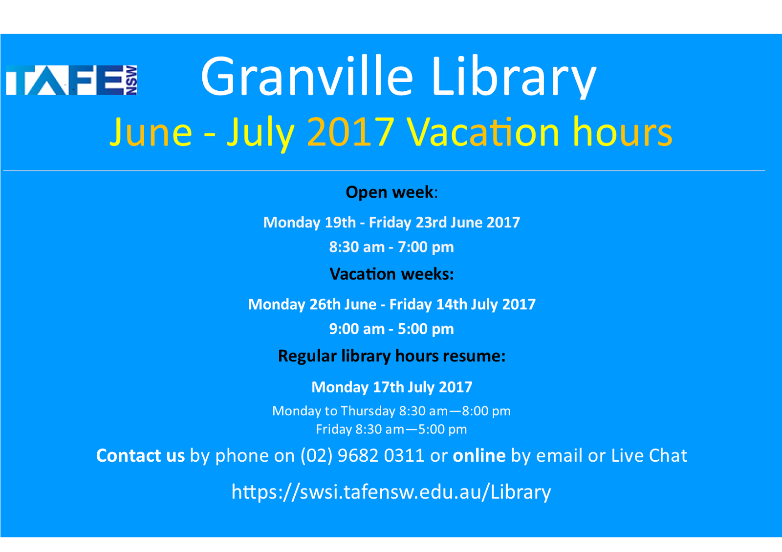 TAFE NSW Granville and Wetherill Park Libraries Granville Library is