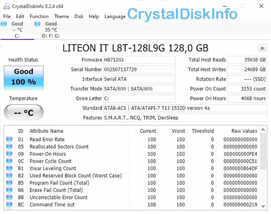 CrystalDiskInfo - Phần mềm test HDD, kiểm tra sức khỏe ổ cứng laptop c