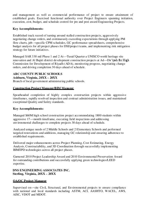 Download Construction Project Manager Resume Sample in Word Format With