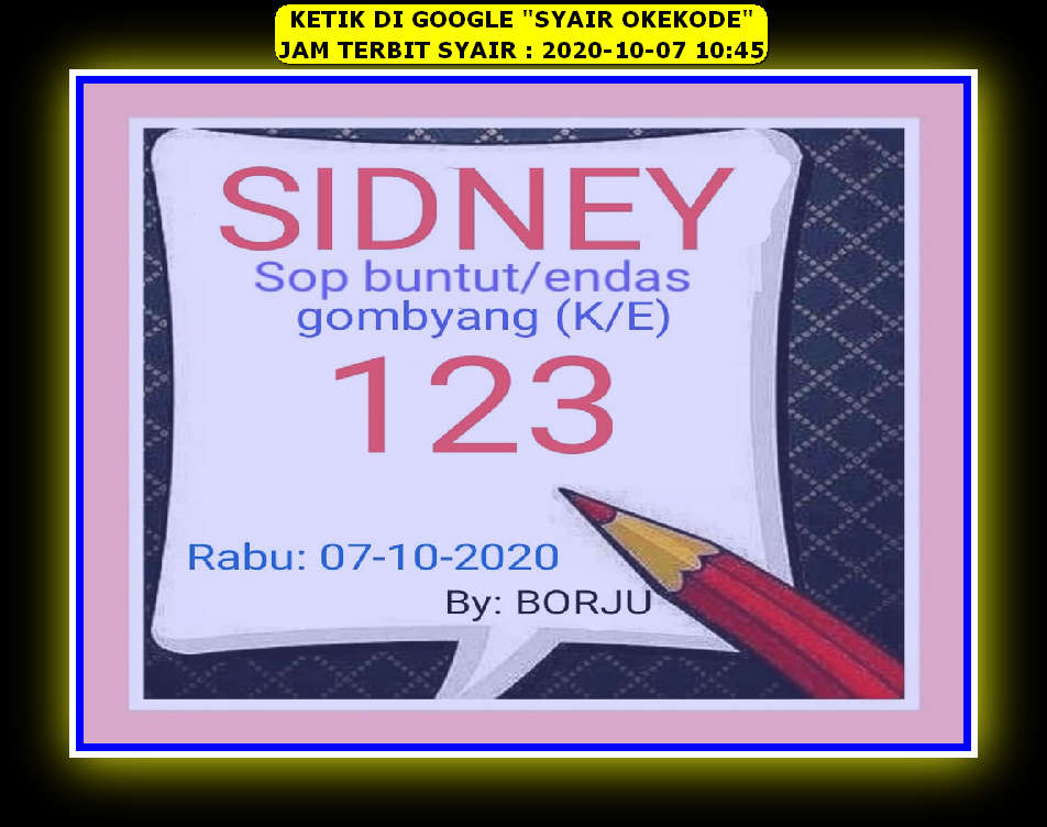 1 New Message Kode Syair Sydney 7 Oktober 2020 Forum Syair Togel Hongkong Singapura Sydney