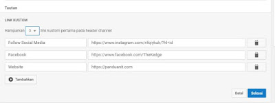 menambah link sosial media di youtube