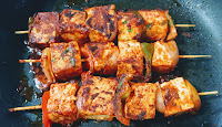 Cooked paneer tikka on Tawa for paneer Tikka