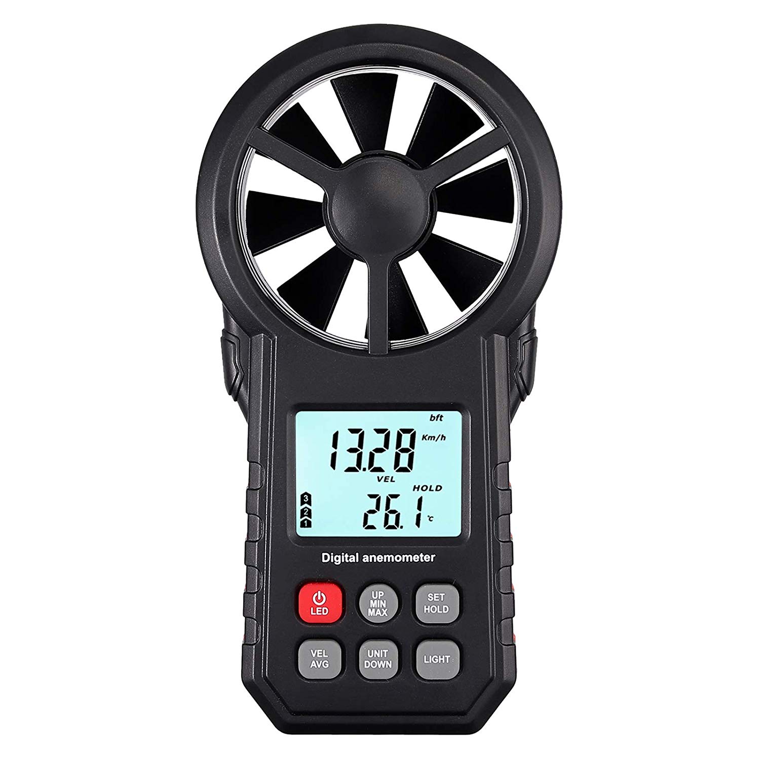 Handheld Anemometer Portable Wind Speed Meter with Flashlight CFM Meter