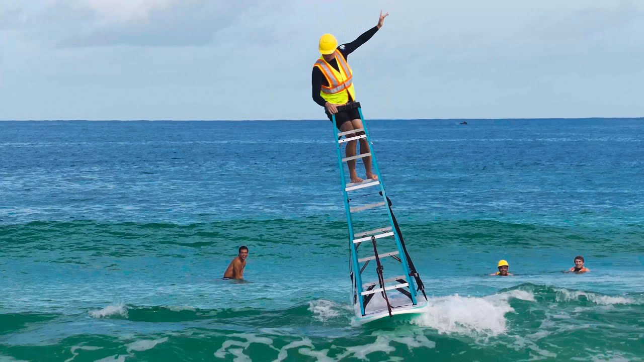 SURFING ON A LADDER WAS A BAD IDEA
