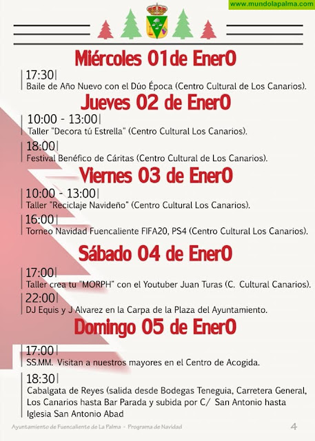 Programa de Navidad 2019/2020 Fuencaliente de La Palma