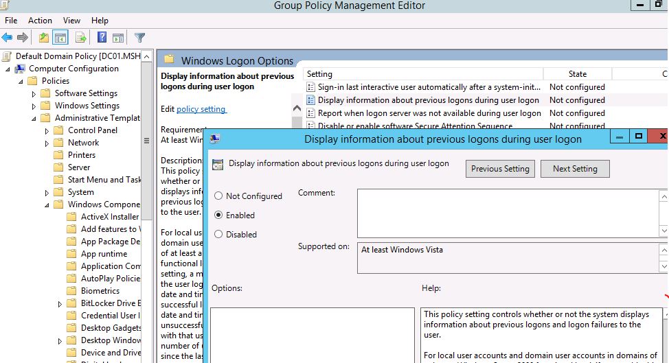 Özgür ŞENERDOĞAN Group Policy ile Logon Ekranında Başarılı ve