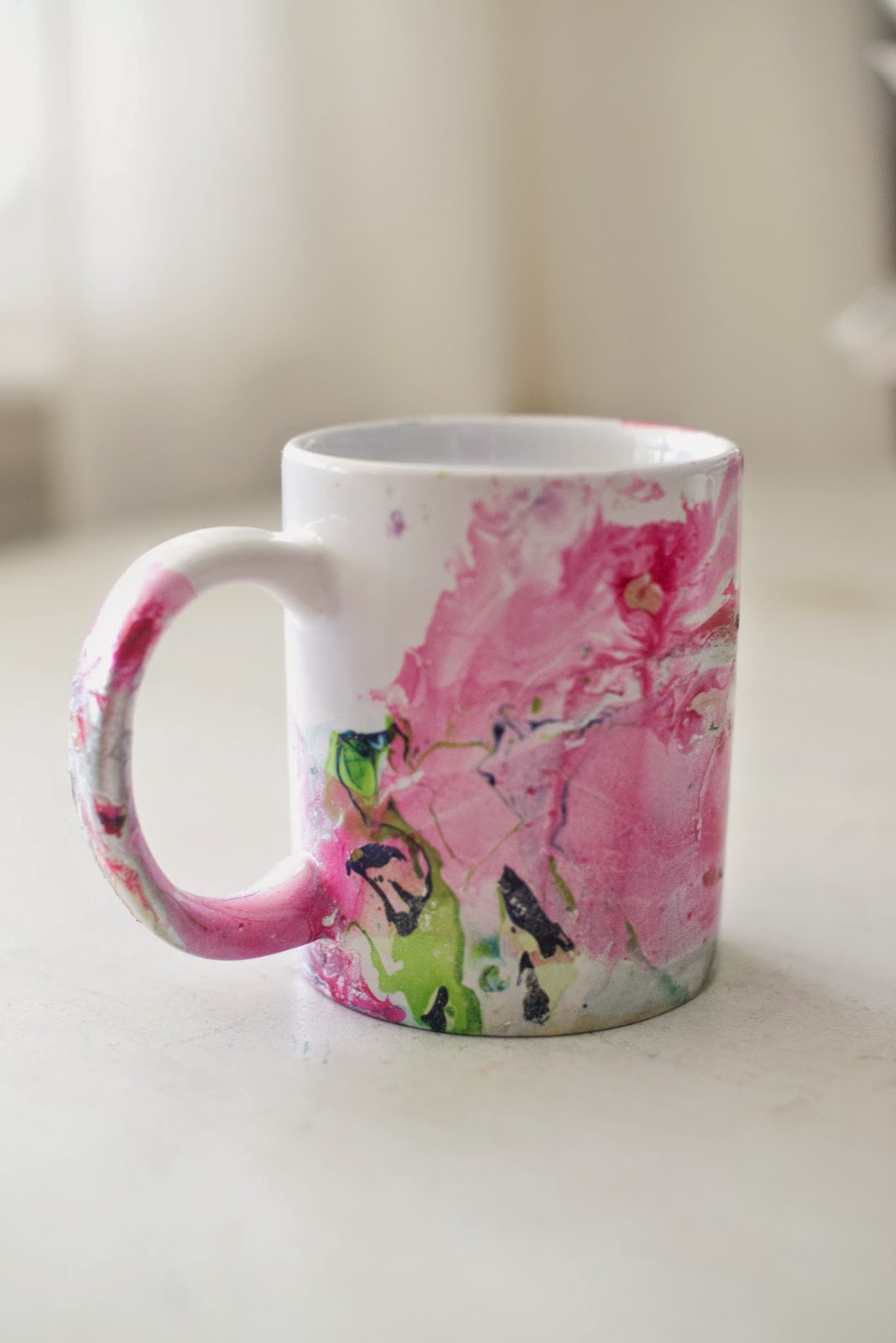 Domestic Fashionista DIY Marbled Nail Polish Coffee Mugs