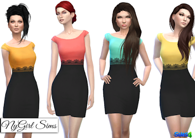 NyGirl Sims 4: Cap Sleeve Pencil Dress with Black Skirt