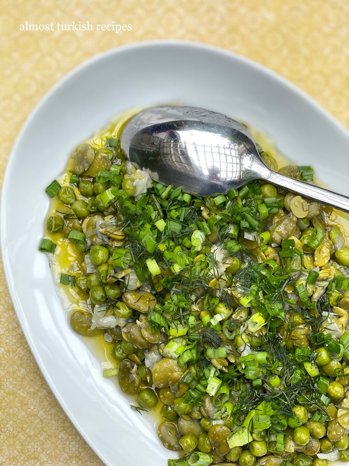 Almost Turkish Recipes Fava Bean and Pea Salad (İç Bakla ve Bezelye