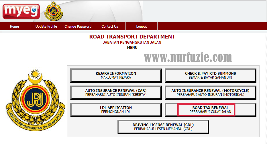 Renew road tax online