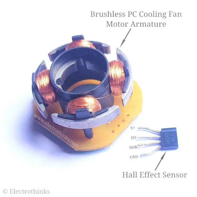 Brushless PC cooling fan motor Armature with Hall effect sensor