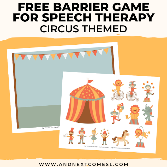Free speech therapy barrier game: circus themed