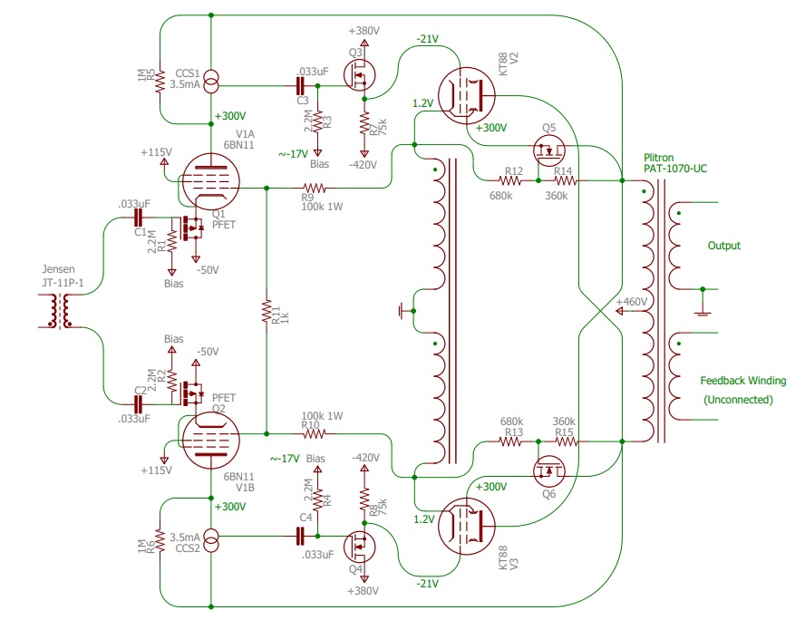 Tube Amps with a Twist Idea for UltraLow Distortion UnityCoupled Amp