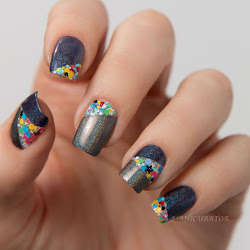 block nail winter kbshimmer nails gray polish charcoal accent glitter