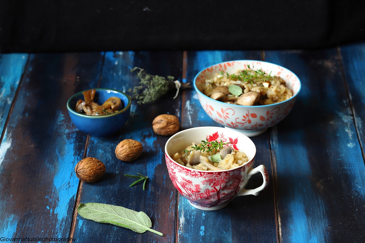 Risotto con funghi, Taleggio e noci la cuoca eclettica