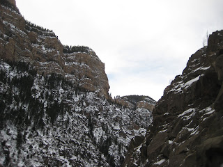 Thousand foot cliffs in Glenwood Canyon