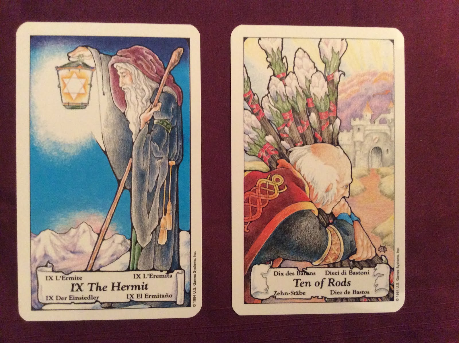 Katy's Tarot The Hermit and the Ten of Rods