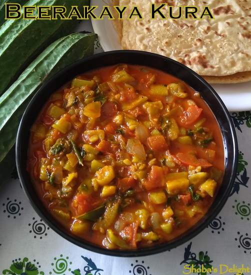 Shoba's Delight Beerakaya Kura Andhra Style Ridge gourd Curry