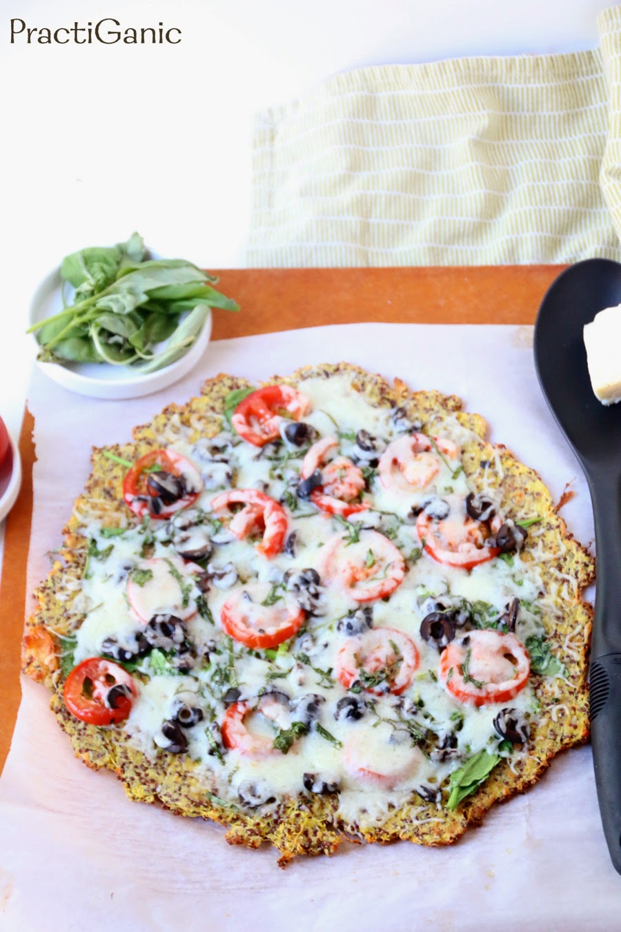 Crispy Spaghetti Squash and Quinoa Pizza Crust PractiGanic Vegetarian Recipes and Organic Living