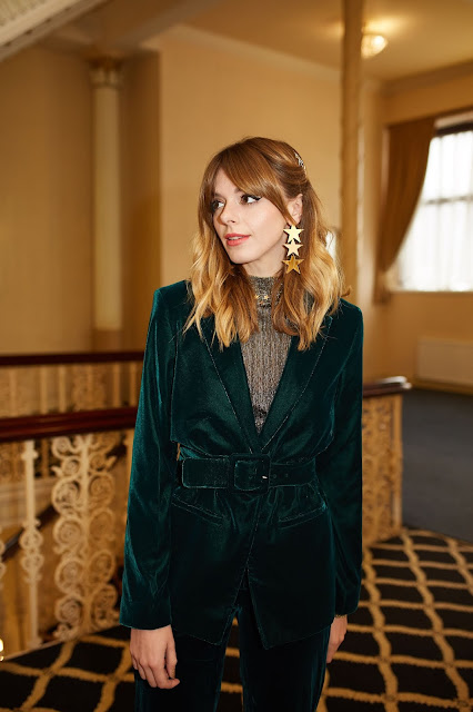 & other stories green velvet dress