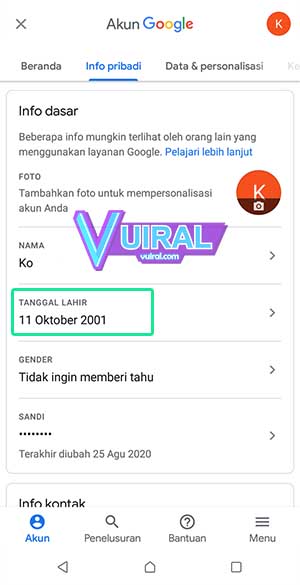 2 Cara Mengganti Tanggal Lahir Akun Google Saya Di HP Dan Laptop - Vuiral