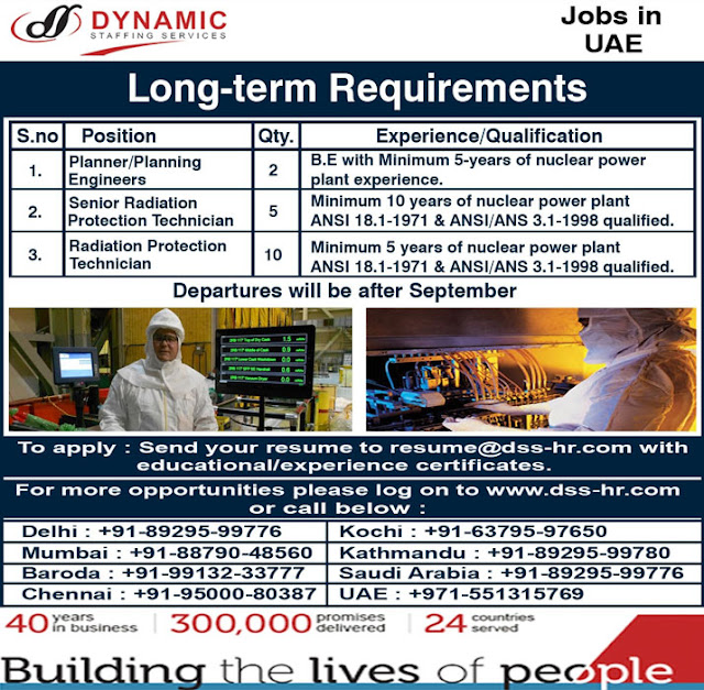Planning Engineer & Radiation Protection Technician Jobs in UAE