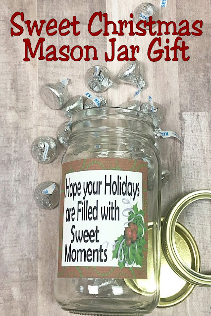 Fill this mason jar with any of your favorite candies or treats for an easy and yummy Christmas gift for everyone on your Christmas list.  This sweet moments candy mason jar gift comes with a beautiful tag and a way to make Christmas easy this year.