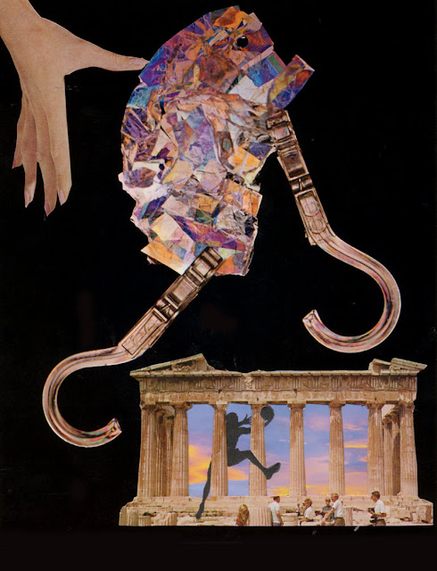 Hand cut paper collage