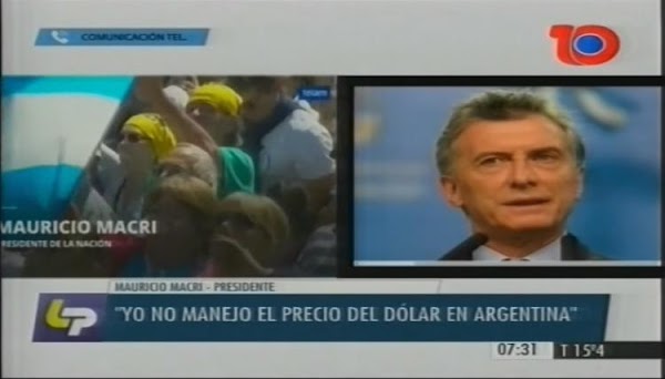 Macri ahora dice que no tiene nada que ver con los aumentos del dólar: ''Yo no manejo el precio en Argentina'' Macri ahora dice que no tiene nada que ver con los aumentos del dólar: ''Yo no manejo el precio en Argentina''