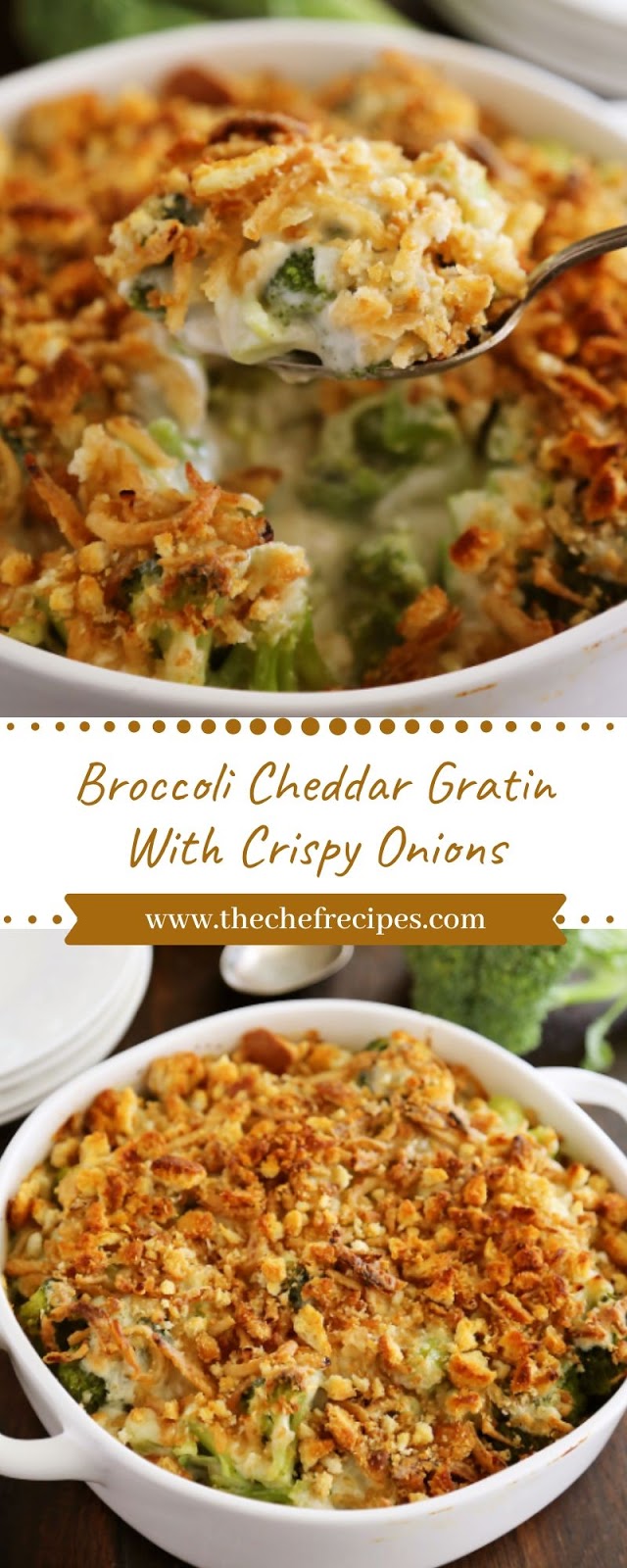 Broccoli Cheddar Gratin With Crispy Onions Broccoli Cheddar Gratin With Crispy Onions