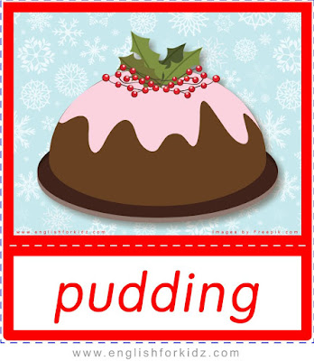 Pudding, Christmas food flashcard
