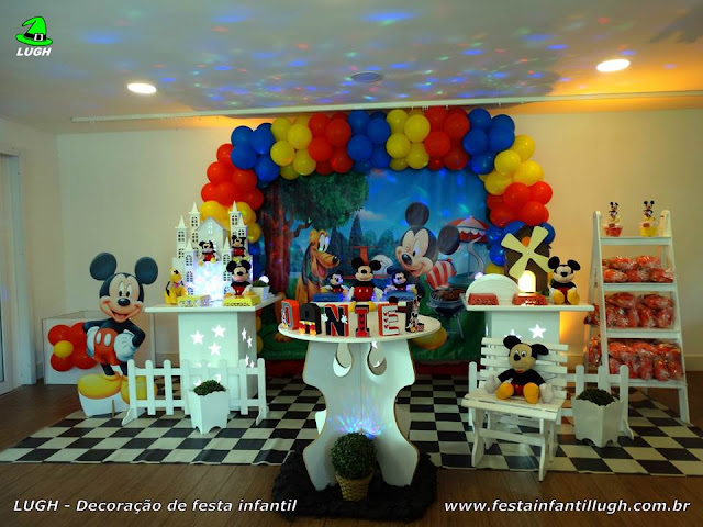 Mickey Mouse - Decoração provençal simples para festa de meninos Decoração Mickey provençal para festa de aniversário infantil de meninos - Barra RJ