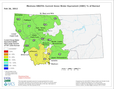 MONTANA SNOTEL Snow Water Equivalent Update 2.26.12