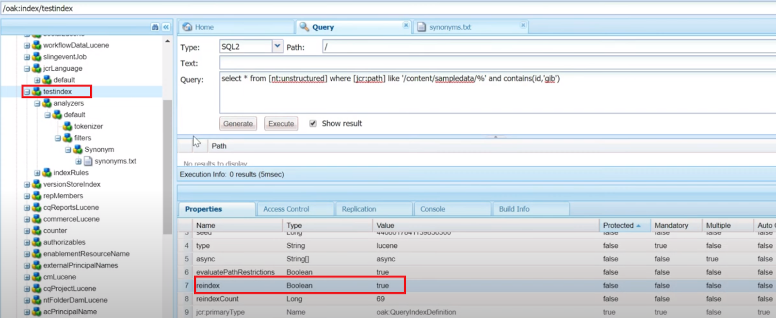How to enable search synonyms in AEM with Lucene?