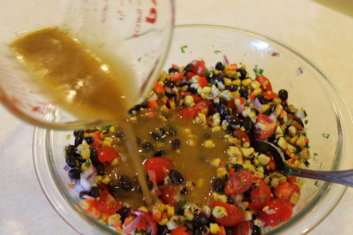The vegetables are tossed with a lime based dressing. Toss the Vegetables with the Dressing
