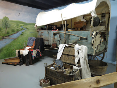 covered wagon exhibit at the Walnut Grove Museum in Minnesota