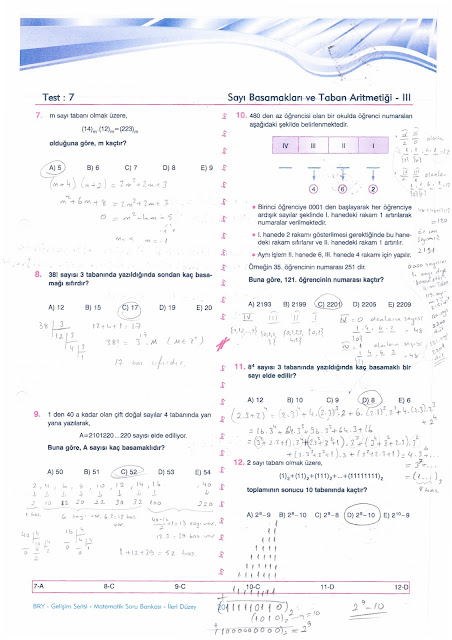 BİREY C MATEMATİK SORU BANKASI SAYI BASAMAKLARI VE TABAN ARİTMETİĞİ