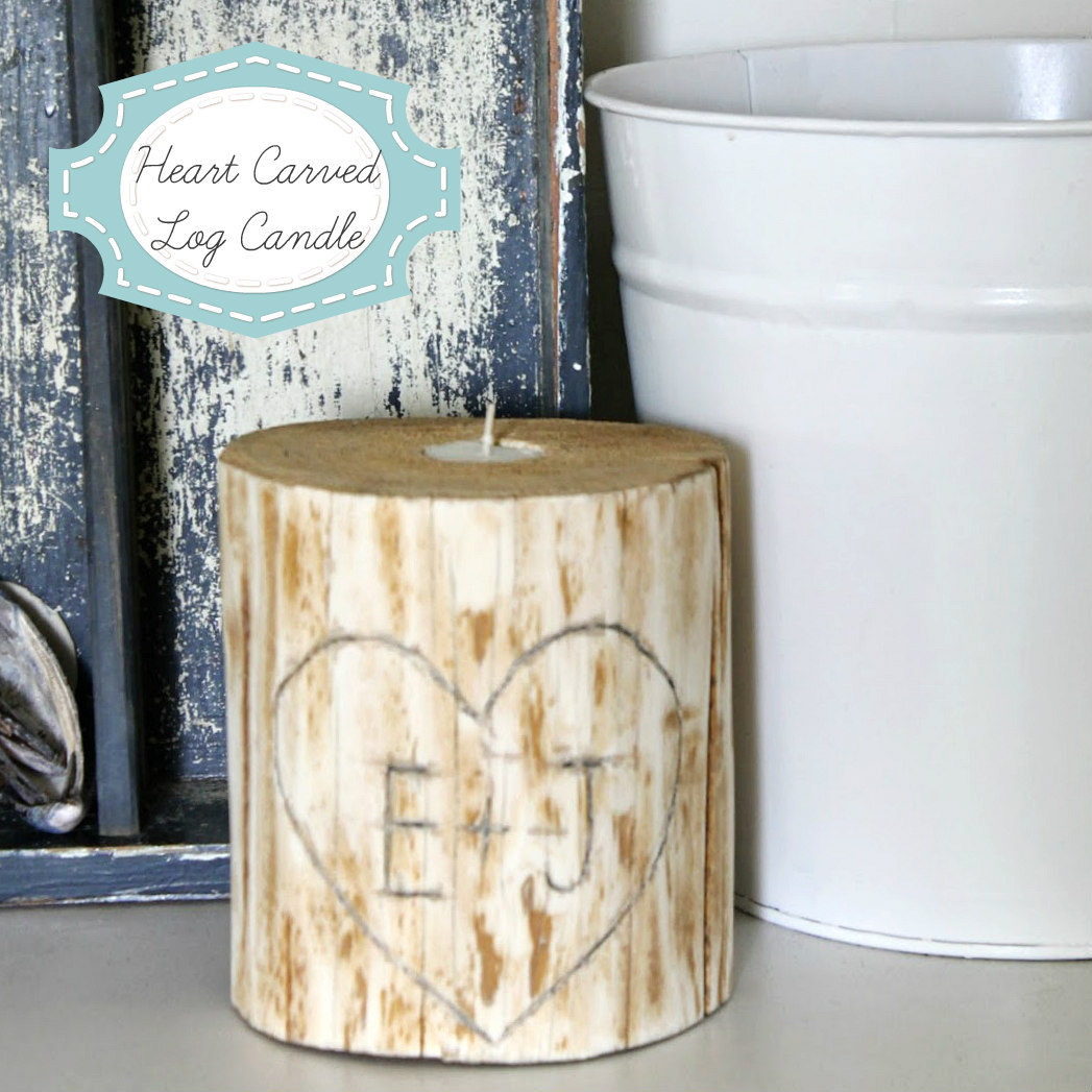 Heart Carved Log Candle
