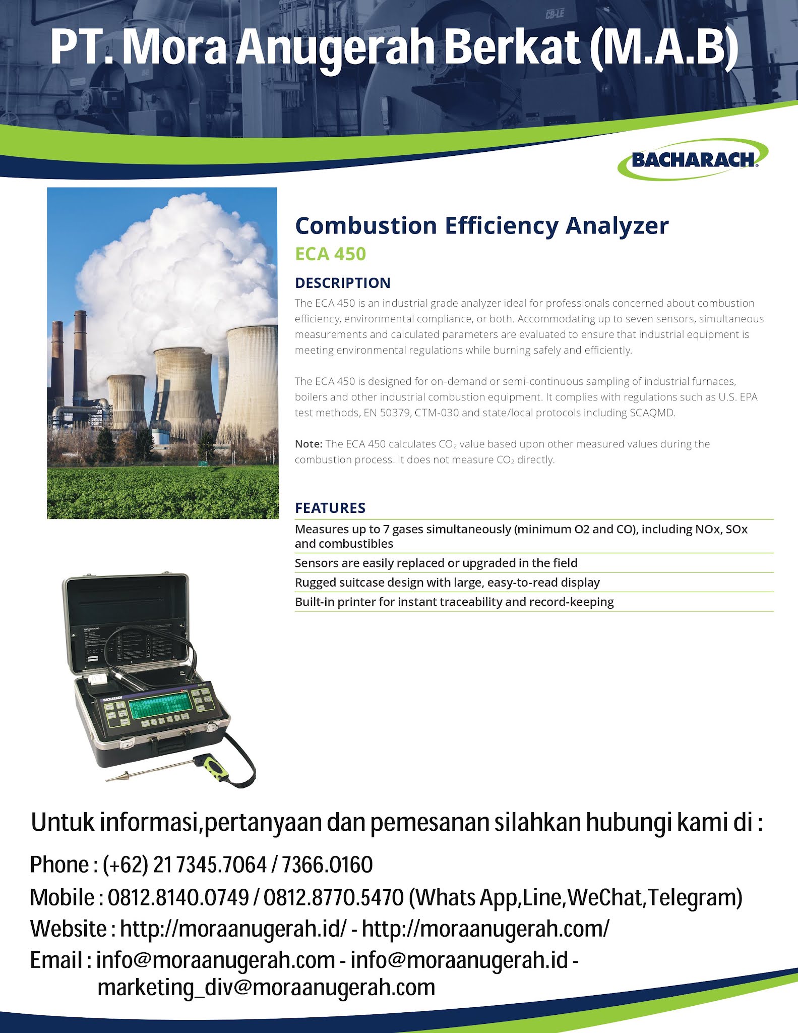 BACHARACH ECA 450 Environmental Emissions Analyzer Catalog Supplier