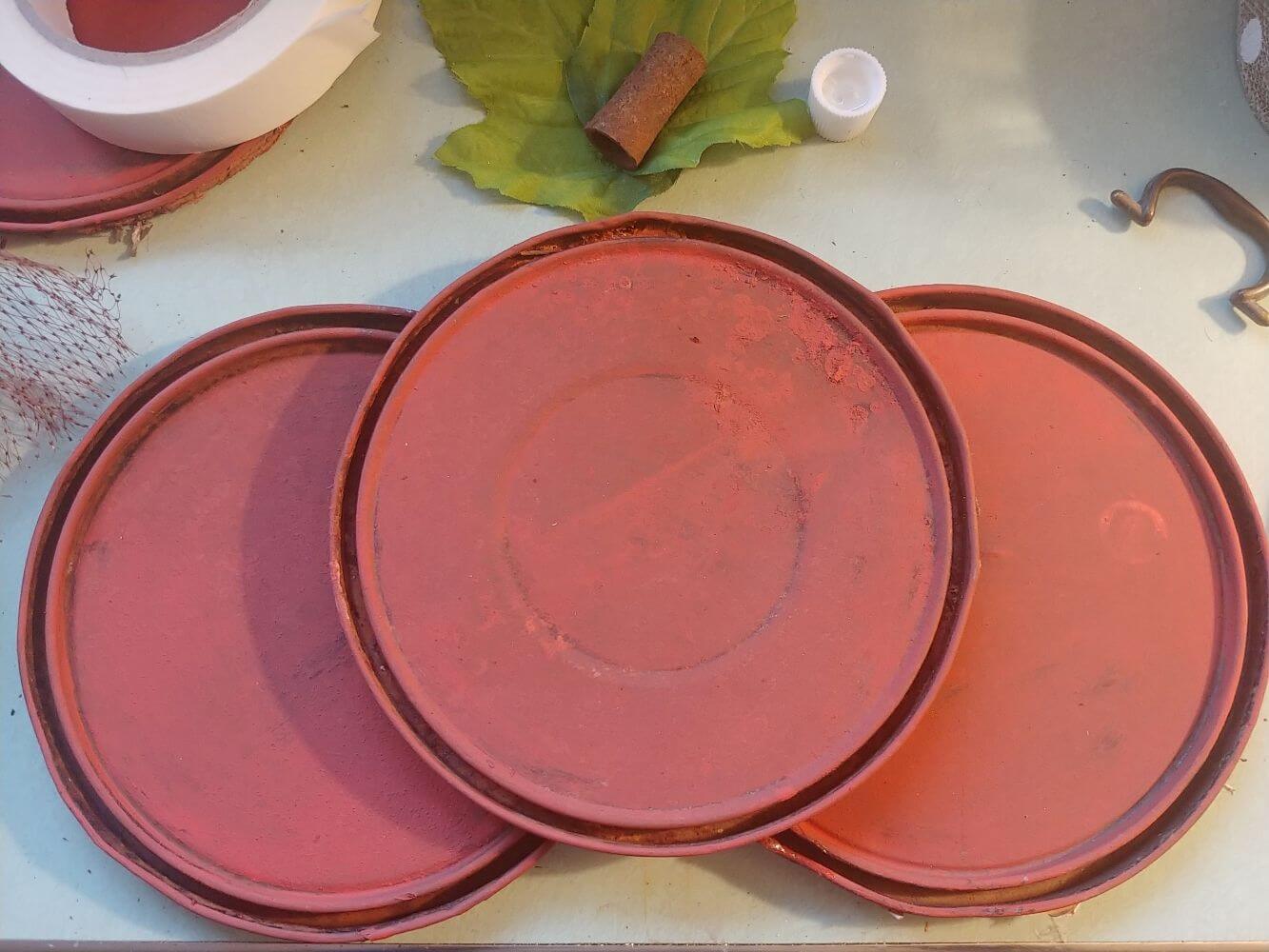 Rusty Paint Can Lid Pumpkins Little Vintage Cottage