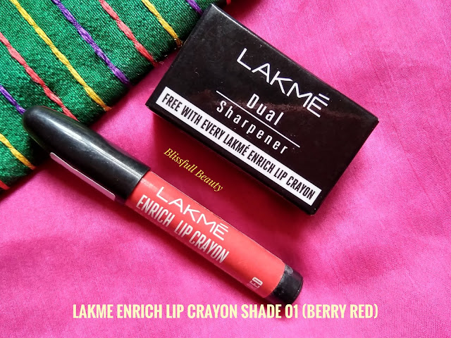 Lakme enrich lip crayon(shade 01 Berry Red) Review