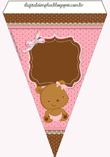 Baby Girl Bear Free Printable Banner.