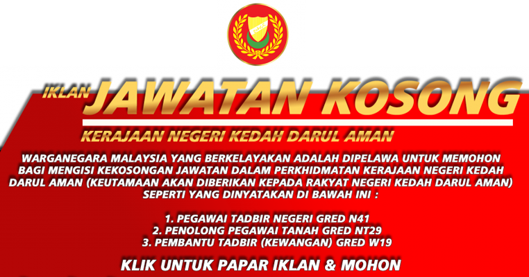 Jawatan Kosong di Kerajaan Negeri Kedah  JOBCARI.COM  JAWATAN KOSONG