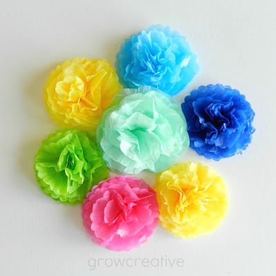 mini tissue paper party flowers: Grow Creative