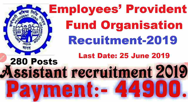 EPFO Recruitment 2019 for Assistant 280 Vacancies Apply Now EPFO Assistant Recruitment 2019 - Apply Online for 280 Posts | EPFO Recruitment 2019 for Assistant 280 Vacancies Apply Now| EPFO Recruitment 2019: Apply for over 280 Assistant Posts; Check Eligibility, Pay Scale & Other Important Details | EPFO recruitment 2019: How to apply for 280 vacancies for post of assistant| employees-provident-fund-organisation-epfo-recruitment-assistant-posts-apply-now-www.epfindia.gov.in/2019/05/employees-provident-fund-organisation-epfo-recruitment-assistant-posts-apply-now-www.epfindia.gov.in.html