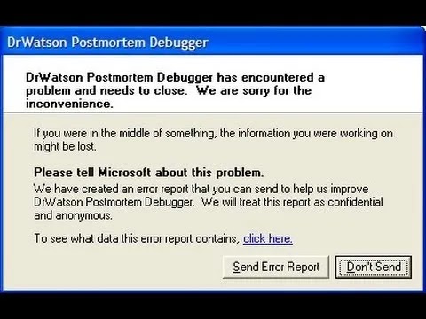 Mengatasi Masalah DrWatson Postmortem Debugger Mengatasi Masalah DrWatson Postmortem Debugger