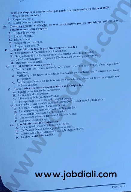 Exemple Concours Administrateurs 2 ème grade Audit et Contrôle de Gestion - Centre Hospitalier Ibn Sina