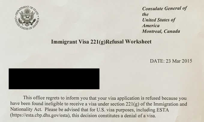 US immigrant visa green card rejection letter
