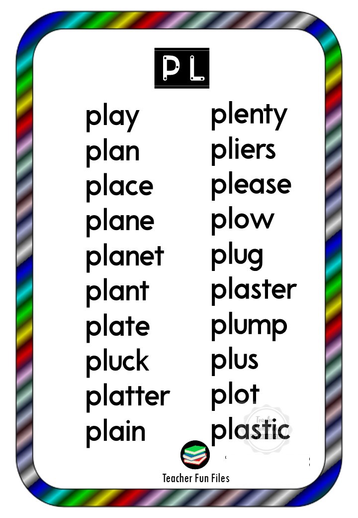 Teacher Fun Files: Word Family - Consonant Blend Chart
